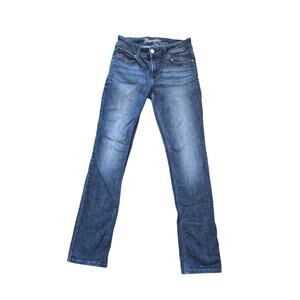 Wrangler Straight Leg Jeans Women’s 7/34 Long Size Classic Mid Rise Blue Denim
